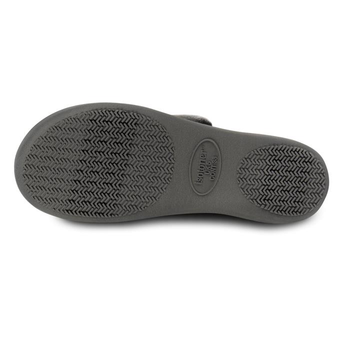 Isotoner® Ladies Sparkle Velour Closed Back Slipper With Velcro Opening Grey Extra Image 5
